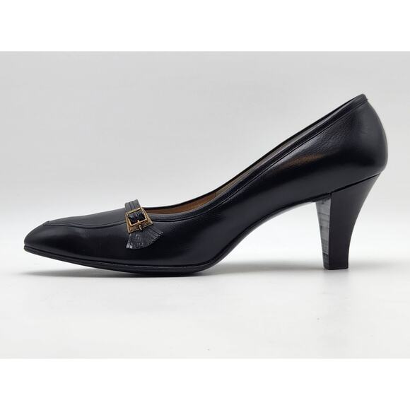 Saks Fifth Avenue Womens 'Fenton Last' Classic Black Leather Platform Pumps 9.5 - Picture 4 of 12